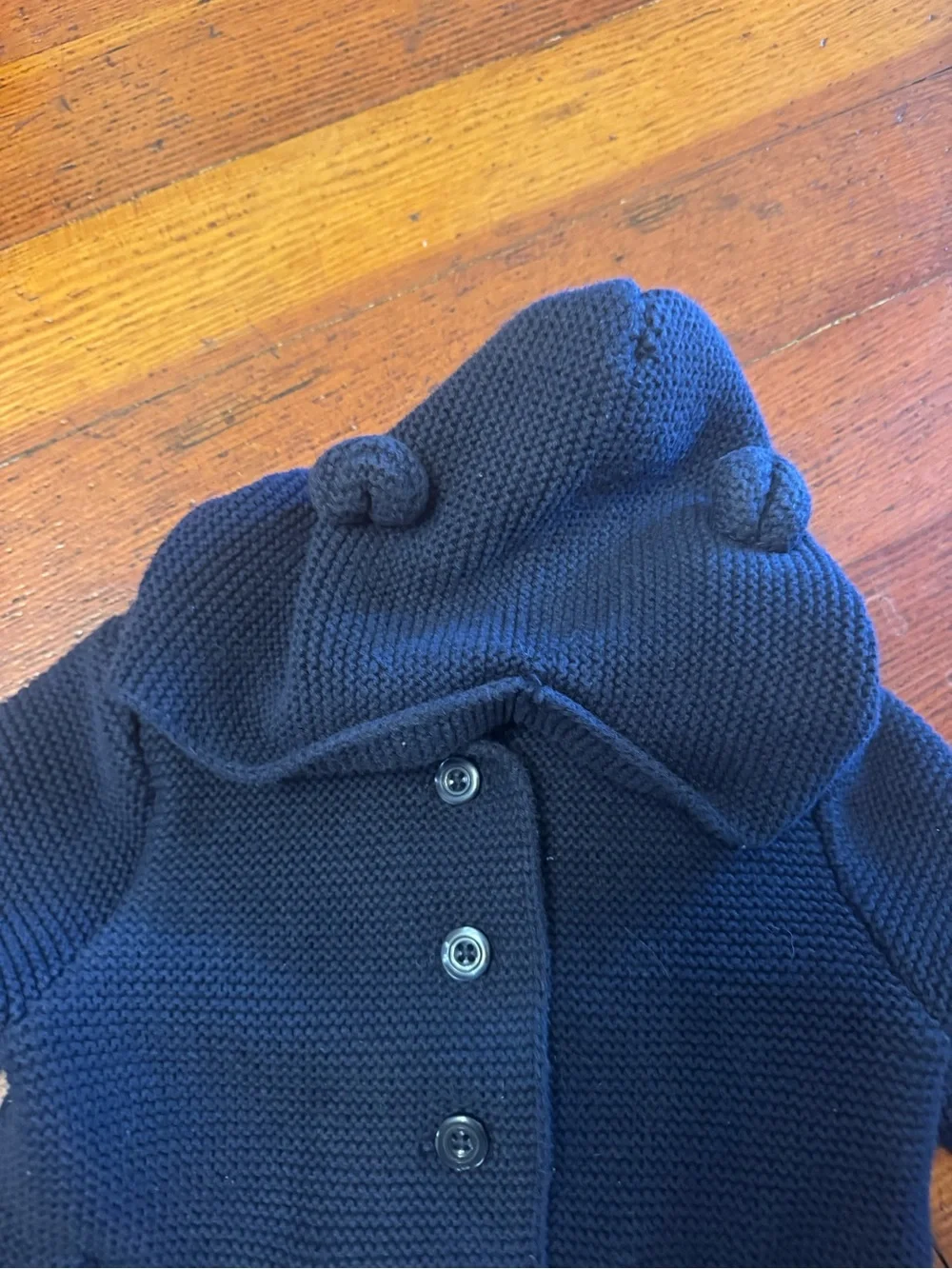 Infant GAL Bear Ears Hood Knit Sweater Jacket - Navy